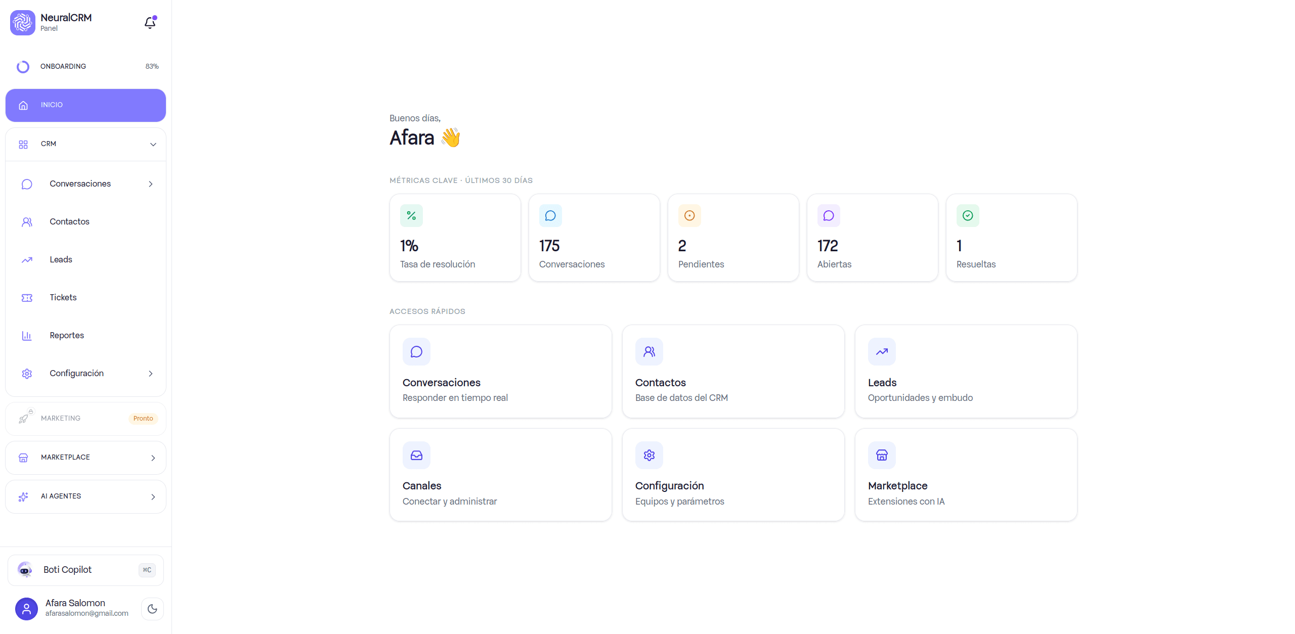 Dashboard de Neural System